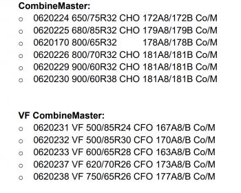 Continental CombineMaster bude k dispozici v následujících rozměrech