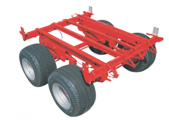 U velkých vozů je tandemová osa standardní a pro různé půdy jsou k dispozici různě široké pneumatiky.   Zdroj foto - tisková zpráva Pöttinger