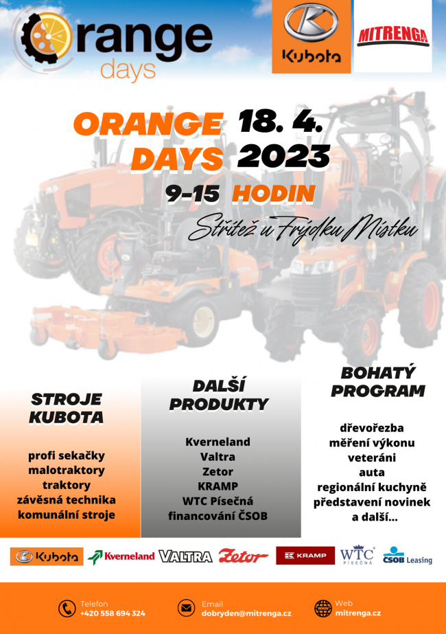 Pozvánka na Kubota Orange Days 2023.