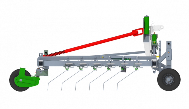 Konstrukce otočných koleček zajišťuje dobré navázání na reliéf půdy.