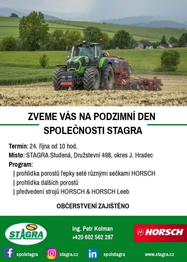 Pozvánka na Podzimní den společnosti STAGRA.