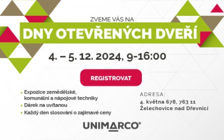 Pozvánka na Dny otevřených dveří UNIMARCO. Registrační formulář je k dispozici po kliknutí na obrázek.